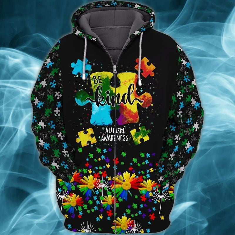 Autism Awareness Autism Be Kind For Men And Women 3d Hoodie Zip Hoodie