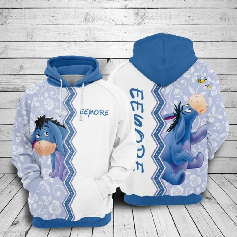 Eeyore And Bee Cartoon Winnie The Pooh Over Print 3d Hoodie Zip Hoodie