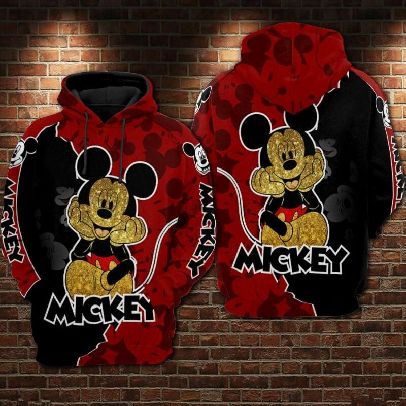 Mickey Mouse Yellow Over Print 3d Hoodie Zip Hoodie