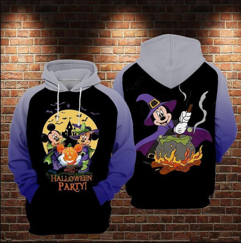 Minnie And Mickey Mouse Halloween Party Black Blue 3d Hoodie Zip Hoodie