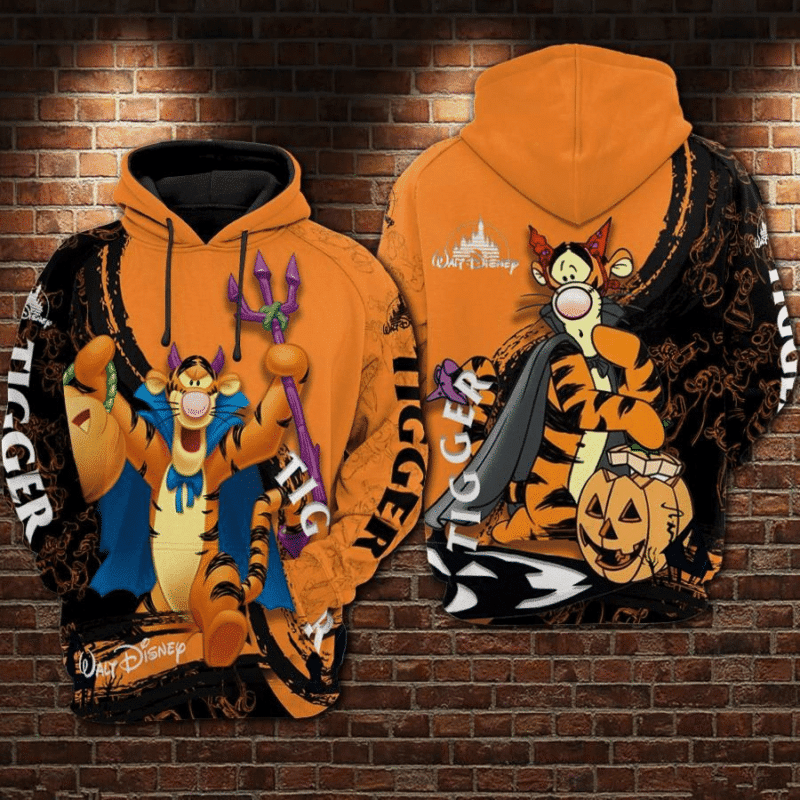 Disney Winnie The Pooh Hoodie Evil Cosplay Tigger Halloween Orange 3d Hoodie Zip Hoodie