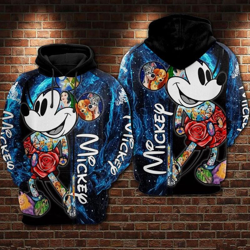 Mickey With All Characters From Disney Galaxy Over Print 3d Hoodie Zip Hoodie