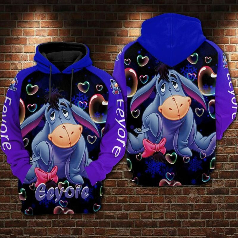 Eeyore Cartoon Winnie The Pooh Movie Disney 2 Over Print 3d Hoodie Zip Hoodie
