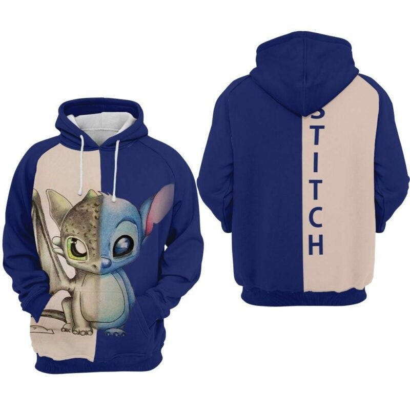 Stitch And Toothless Cartoon Lilo And Stitch 5 Over Print 3d Hoodie Zip Hoodie