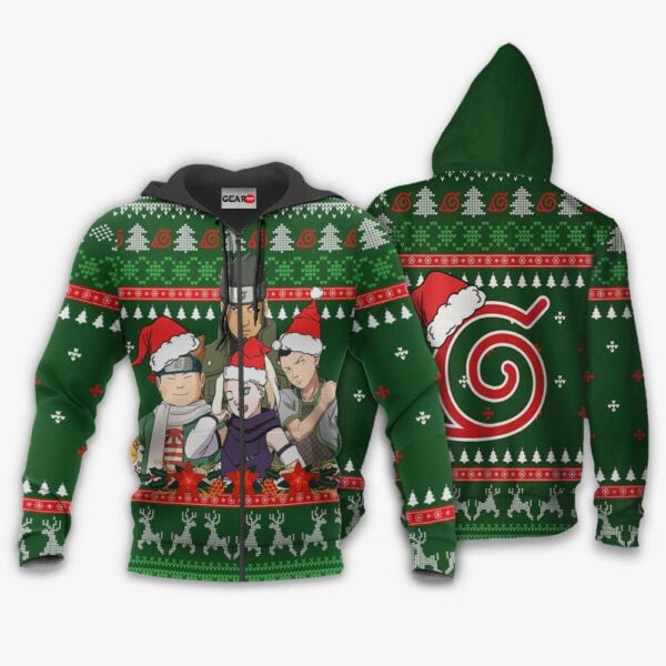 Konoha Team 10 Ugly Christmas Naruto Anime 1k419 Fan Gift Stylist Unisex Cartoon Graphic Outfits Aop 3d Hoodie, Zip Hoodie 759