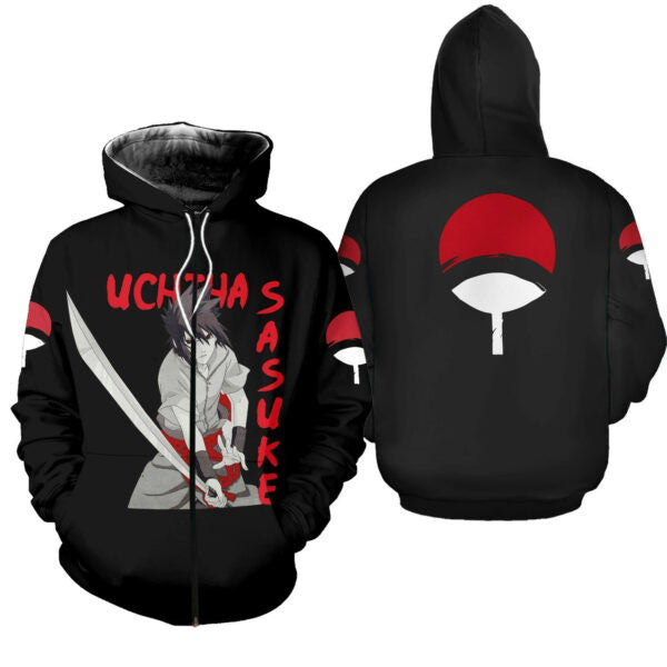 Uchiha Sasuke Family Symbol Naruto Anime 2k860 Fan Gift Stylist Unisex Cartoon 3d Hoodie Zip Hoodie 2578
