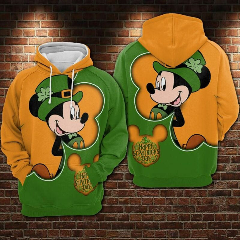 Mickey Mouse Movies Disney Happy St Patrick's Day Irish Over Print 3d Hoodie Zip Hoodie
