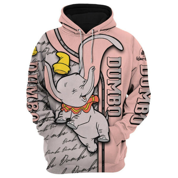 Dumbo Elephant Disney Fan Gift, Dumbo Elephant Gift, Stylist Unisex Cartoon Graphic Outfits Aop Hoodie, Zip Hoodie 1493