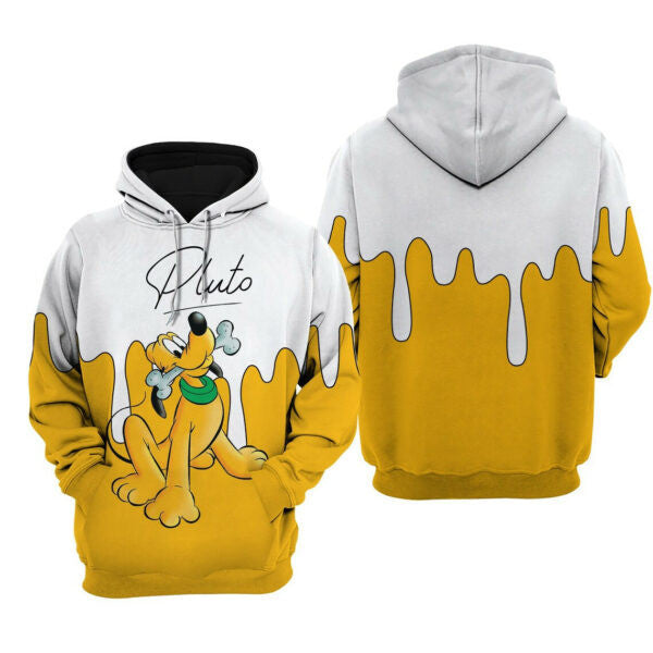 Pluto Dog Yellow Paint Disney Fan Gift, Pluto Dog Yellow Paint Gift, Stylist Unisex Cartoon Graphic Outfits Aop Hoodie 2775