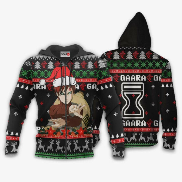 Gaara Ugly Christmas Naruto Anime 1k427 Fan Gift Stylist Unisex Cartoon Graphic Outfits Aop 3d Hoodie, Zip Hoodie 46