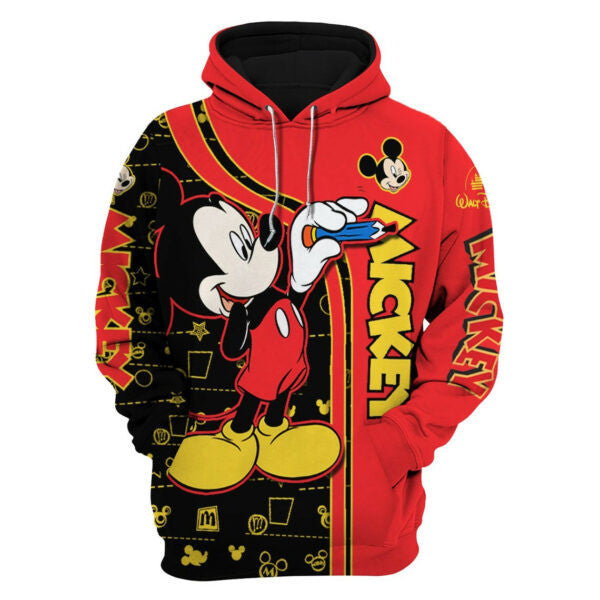 Mickey Mouse Drawing Fan Gift, Mickey Mouse Drawing Stylist Unisex Cartoon Graphic Outfits Gift Aop Hoodie, Zip Hoodie 1857