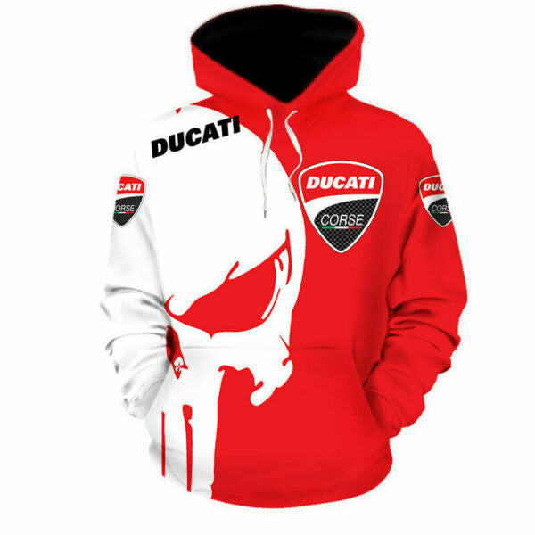 Ducati Corse White Punisher Skull 3d All Over Print Hoodie 360 1007