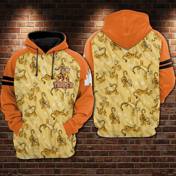 Tiger Winne The Pooh Pattern Disney Cartoon 2k626 Lover Gift , Winne The Pooh All Over Print 3d Hoodie 2871