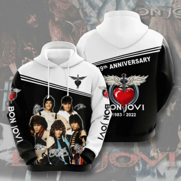Bon Jovi Rock Band 39 Anniversary 1983 2025 Fan Gift, Bon Jovi Aop Hoodie 180