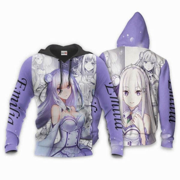 Emilia Anime Manga Re Zero Kara Hajimeru Isekai Seikatsu Aop Hoodie 305