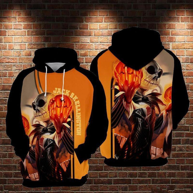 Disney Jack Skellington Pumpkin King Black Orange 3d Hoodie Zip Hoodie