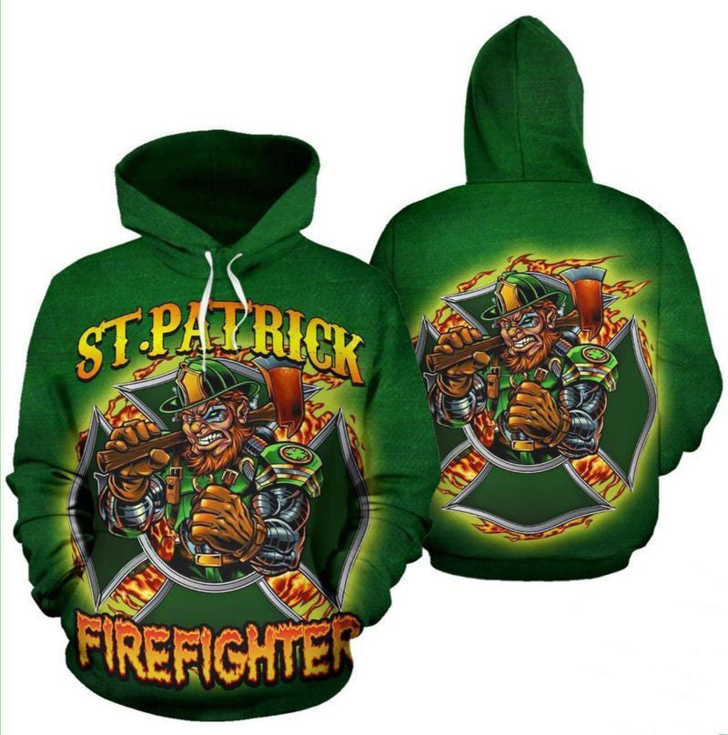Irish St. Patrick Firefighter All Over Printed 3d Hoodie 2