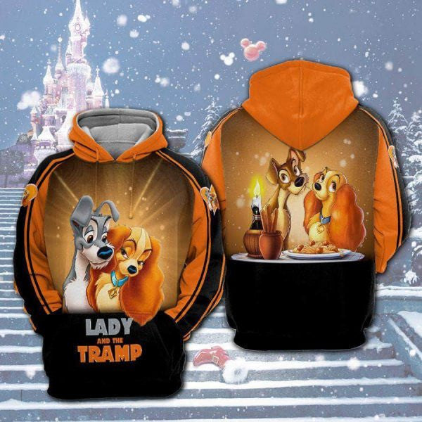 Lady And The Tramp Disney Cartoon 2k747 Lover Gift All Over Print 3d Hoodie 1369