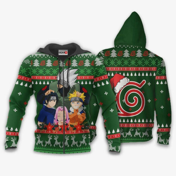 Kakashi Team Christmas Naruto Anime 1k448 Fan Gift Stylist Unisex Cartoon Graphic Outfits Aop 3d Hoodie, Zip Hoodie 1351