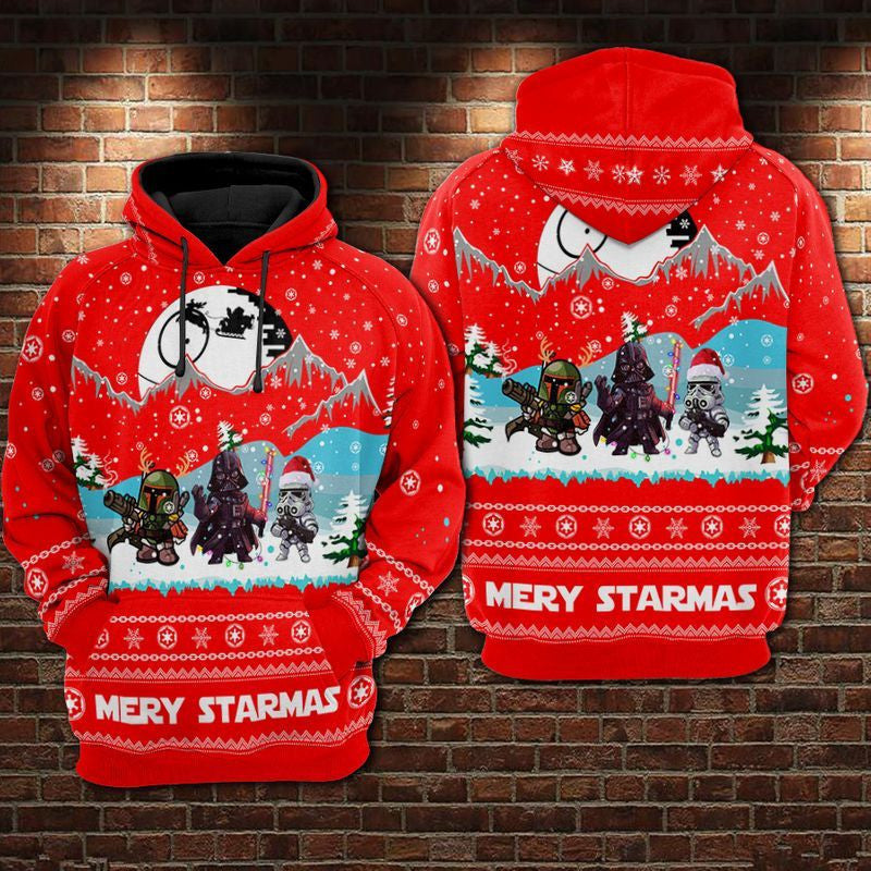Star Wars Merry Christmas Over Print 3d Hoodie Zip Hoodie