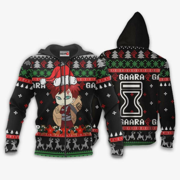Cute Gaara Christmas Naruto Anime 1k429 Fan Gift Stylist Unisex Cartoon Graphic Outfits Aop 3d Hoodie, Zip Hoodie 1278