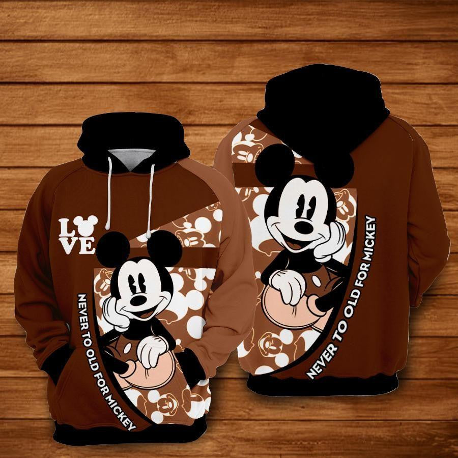 Mickey Mouse Love Never To Old For Mickey Over Print 3d Hoodie Zip Hoodie