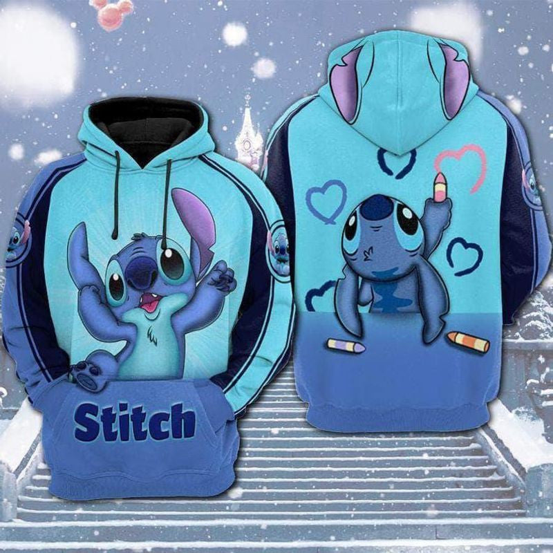 Cute Mischievous Green Stitch Hoodie