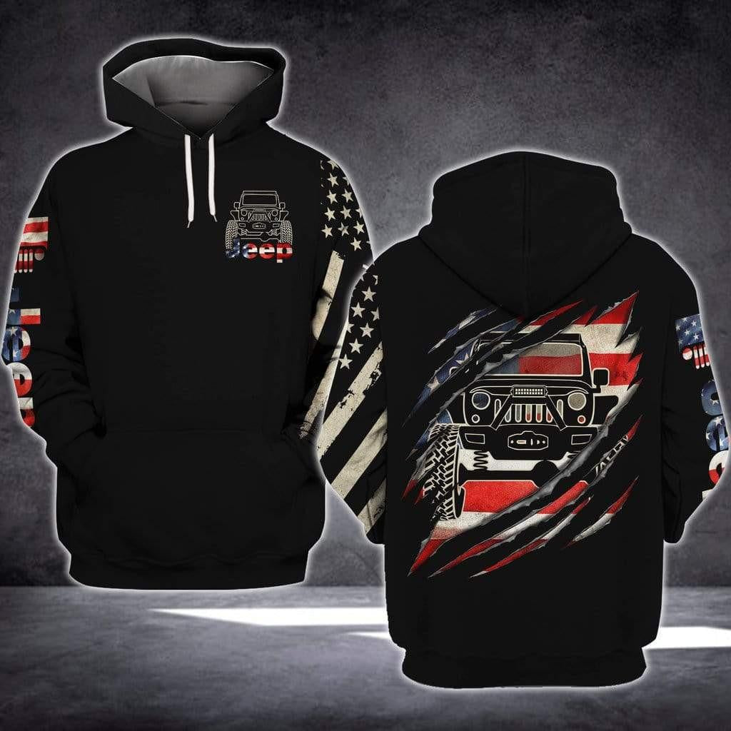 Jeep Lover Gift, Vintage Jeep Scratch All Over Print Hoodie