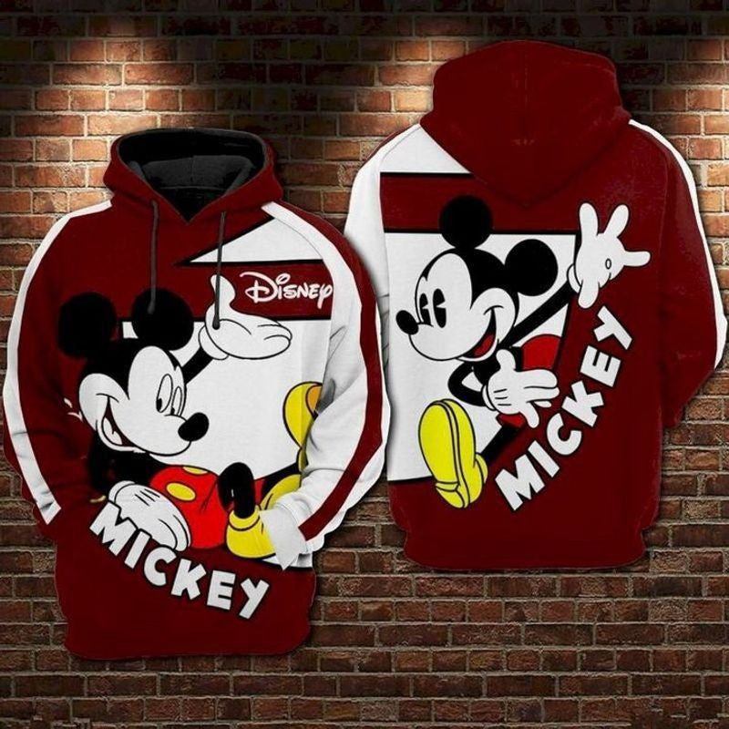 Disney Mickey Mouse Cute Funny Love 3d Hoodie Zip Hoodie