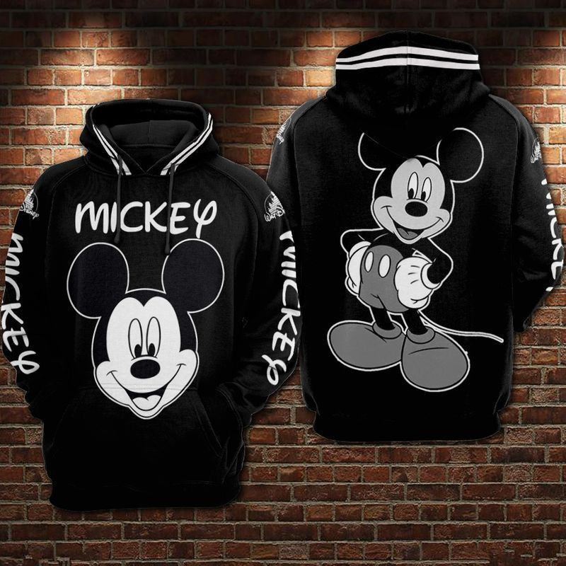 Mickey Jacket Hoodie Black And White Vintage Over Print 3d Hoodie Zip Hoodie 329