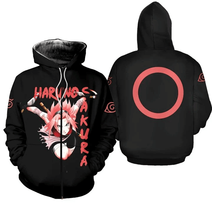 Naruto Haruno Sakura Clan Symbol Naruto Anime Manga For Men And Women 3d Hoodie Zip Hoodie