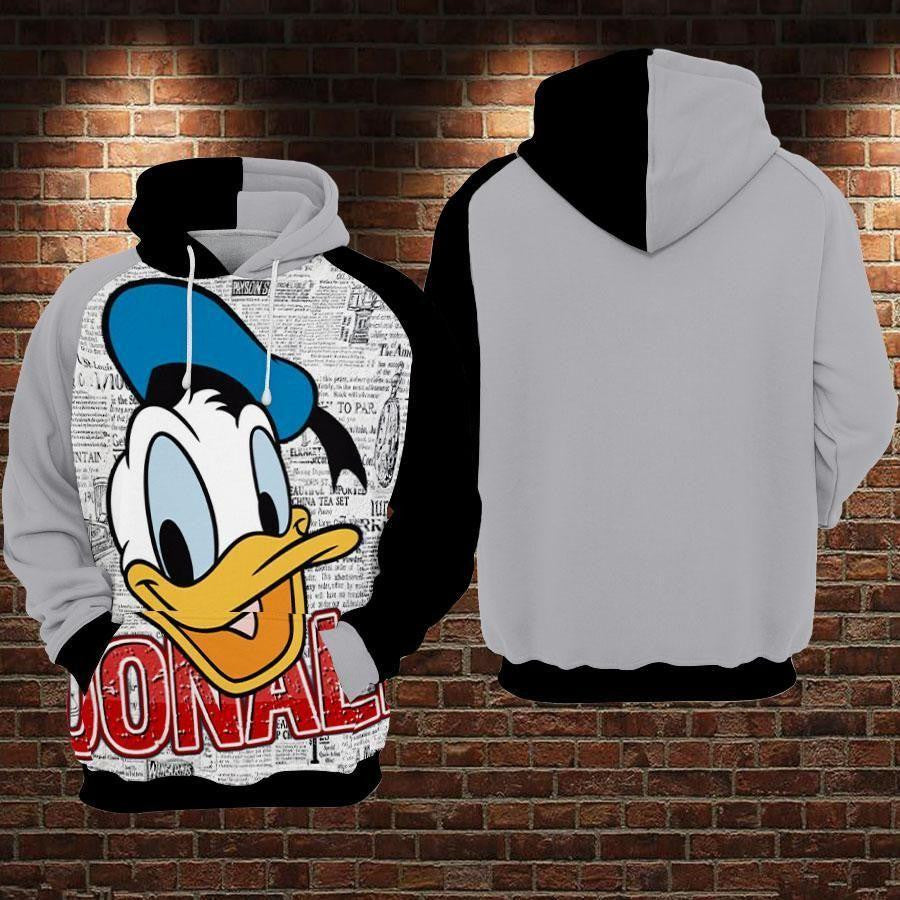 Donald Duck 2 Over Print 3d Hoodie Zip Hoodie