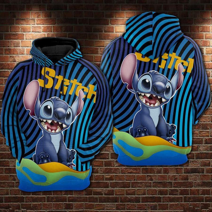 Cartoon Lilo And Stitch Over Print 3d Hoodie Zip Hoodie 1092