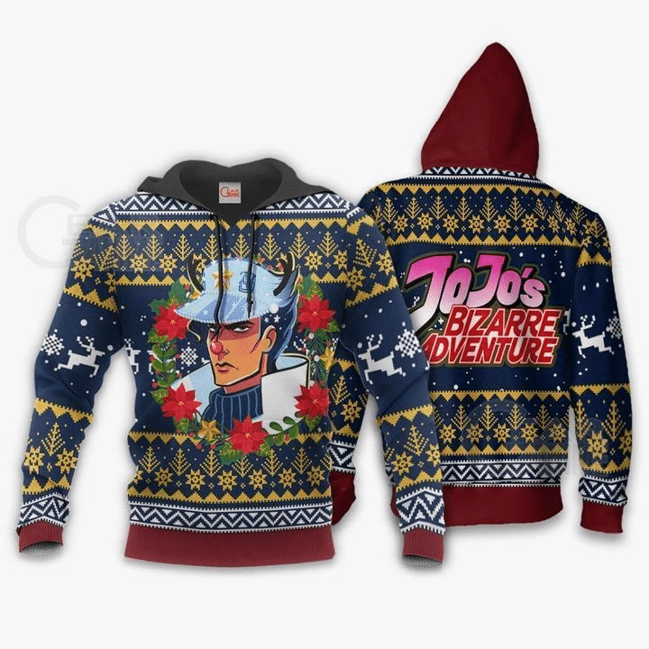 Jotaro Kujo Ugly Christmas Jojo's Anime Manga For Men And Women 3d Hoodie Zip Hoodie