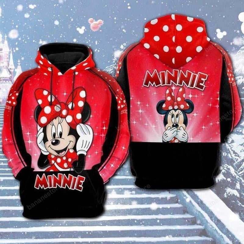 Hoodie Minnie Hoodie Not Hear Not Speak Minnie Black Red Hoodie