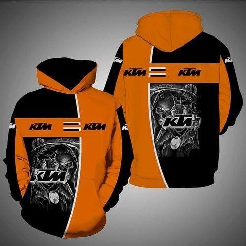 Ktm Racing Team Sports, Skull Hold Ktm Logo All Over Print Hoodie